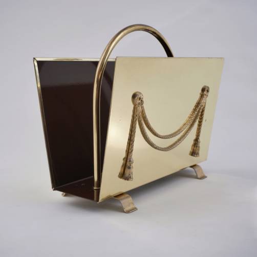 Vintage brass magazine rack, Neoclassical, by Peerage Brass, 1960`s ca, English